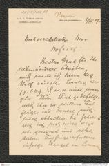 Nachlass Franz Steindachner, Brief von N. Post an Franz Steindachner (02.04.1907), Inv.Nr. 404.07, Seite 1